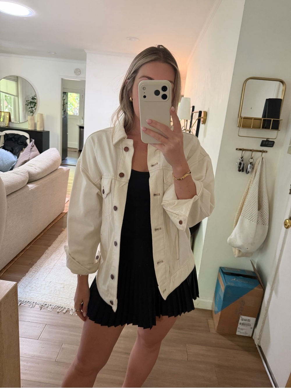 Anthropologie Oversized Cream Denim Jacket (Pilcro) Size XS